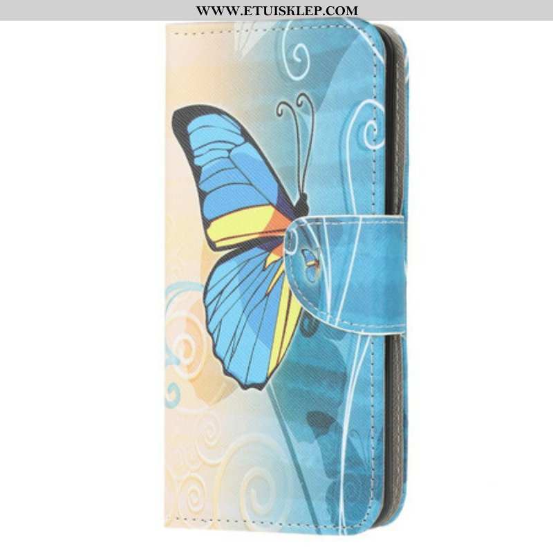 Etui Folio do Samsung Galaxy A52 4G / A52 5G / A52s 5G Niebieski I Żółty Motyl